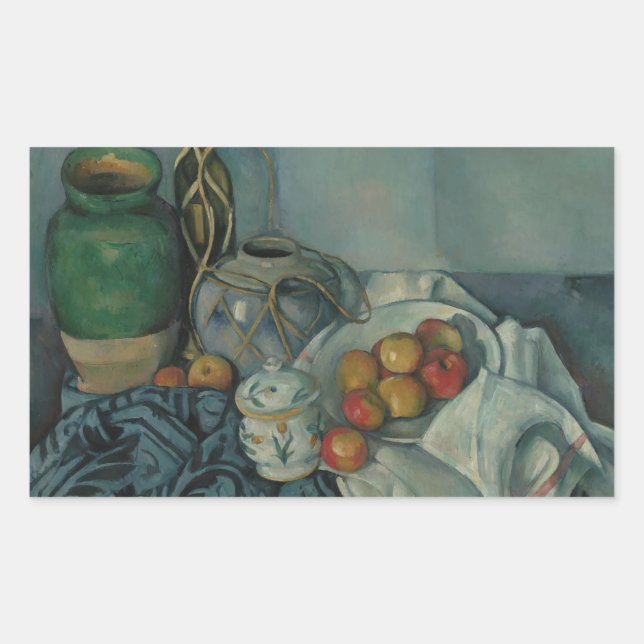 Pegatina Rectangular Paul Cezanne - Todavía la vida con manzanas (Anverso)