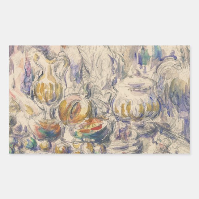 Pegatina Rectangular Paul Cezanne - Tureen de Pot y Soup (Anverso)