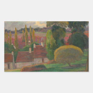 Pegatina Rectangular Paul Gauguin - Granja en Bretaña