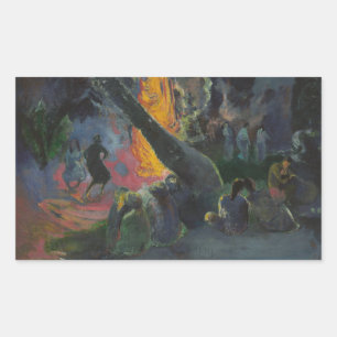 Pegatina Rectangular Paul Gauguin - Upa Upa (La danza del fuego)