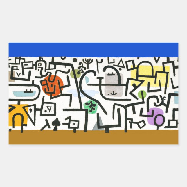 Pegatina Rectangular Paul Klee Rich Harbor Expresionismo Abstracto (Anverso)