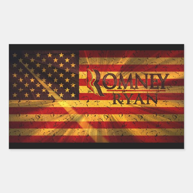 Pegatina Rectangular Paul Ryan Mitt Romney (Anverso)