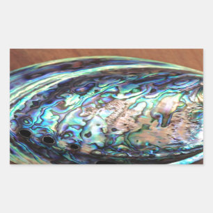 Pegatina Rectangular Paula abalone con marisco azul y verde