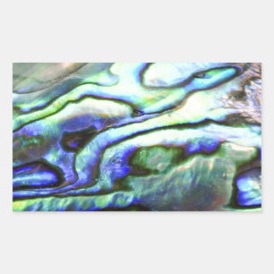 Pegatina Rectangular Paula azul verde caparazón de Abalone