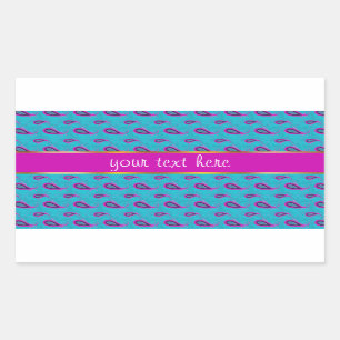 Pegatina Rectangular Pavo real y modelo magenta de Paisley