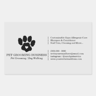 Pegatina Rectangular Paw Heart Mascota Dog Cat Business