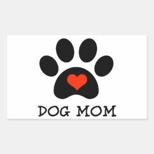 Pegatina Rectangular Pawprint Dog Mom
