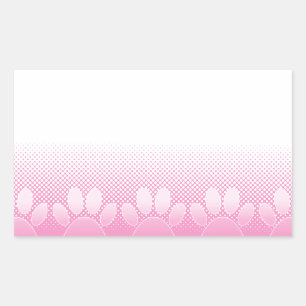 Pegatina Rectangular Paws Rosados Y Blancos Con Fondo De Prensa