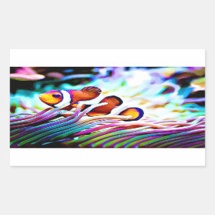 Pegatina Rectangular Payaso Pescado mirando a sus Pegatinas