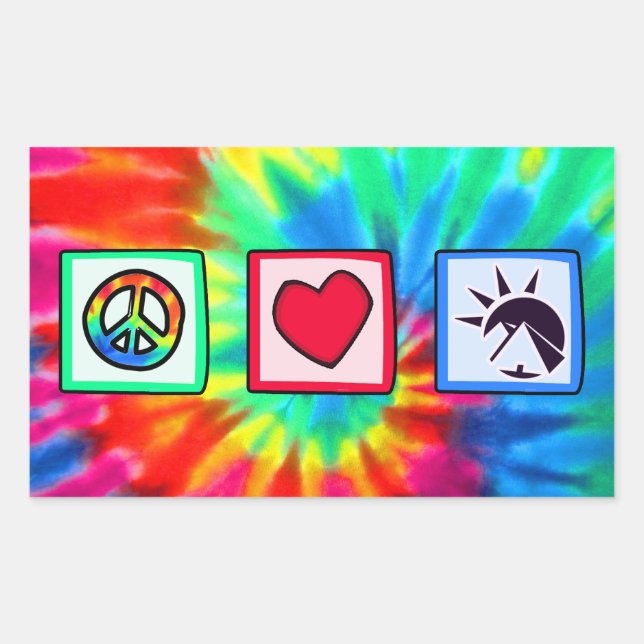 Pegatina Rectangular Paz, amor, egipcios (Anverso)