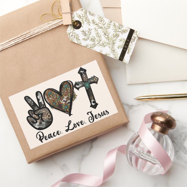 Pegatina Rectangular Paz - Amor - Jesús (Regalar)