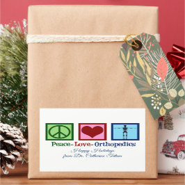 Pegatina Rectangular Paz Amor Ortopedia Navidades personalizados