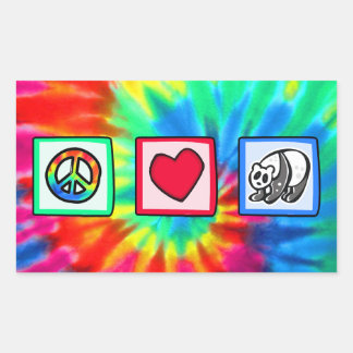 Pegatina Rectangular Paz, amor, pandas