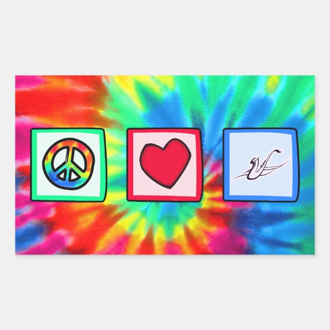 Pegatina Rectangular Paz, amor, saxofones (Anverso)