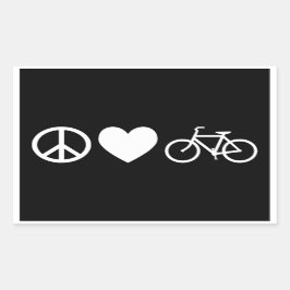 Pegatina Rectangular Paz Amor y Bicicletas