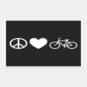 Pegatina Rectangular Paz Amor y Bicicletas