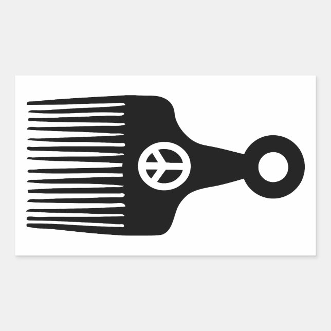 Pegatina Rectangular Paz de afro-pelo (Anverso)