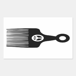 Pegatina Rectangular Paz de afro-pelo