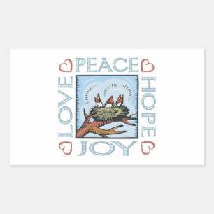 Pegatina Rectangular Paz, esperanza, amor, alegría