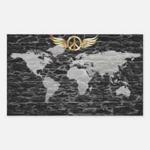 Pegatina Rectangular Paz mundial
