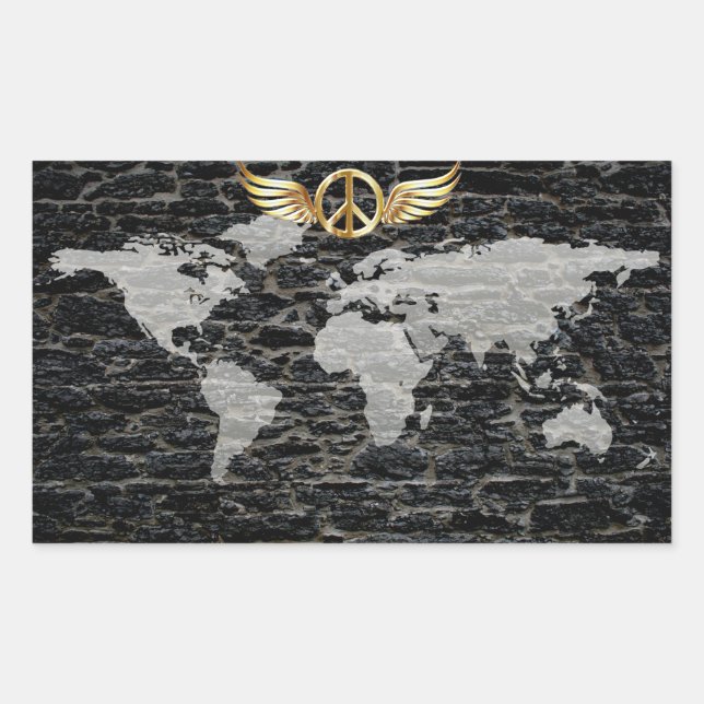Pegatina Rectangular Paz mundial (Anverso)