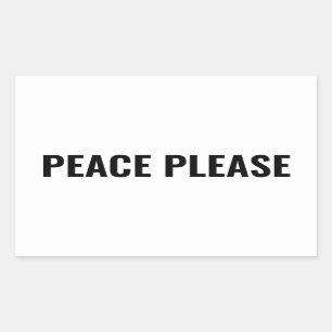 Pegatina Rectangular Paz por favor texto negro blanco minimalista anti