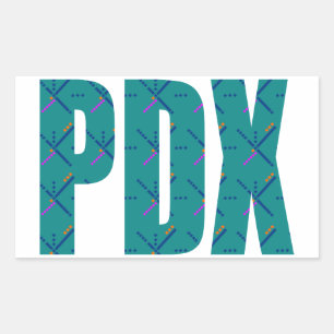 Pegatina Rectangular PDX Portland Airport Carpet Text