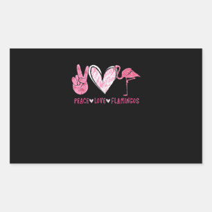 Pegatina Rectangular Peace Love Flamingo   Flamingo Lover