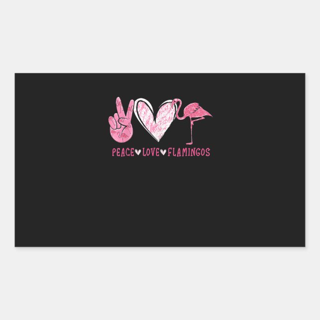 Pegatina Rectangular Peace Love Flamingo | Flamingo Lover (Anverso)