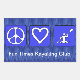 Pegatina Rectangular Peace Love Kayaking