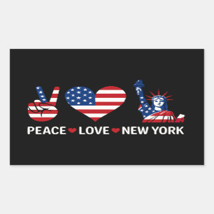 Pegatina Rectangular Peace Love New York