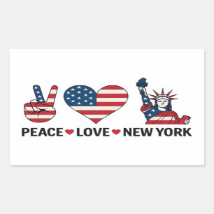 Pegatina Rectangular Peace Love New York