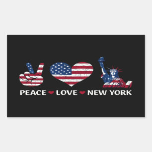 Pegatina Rectangular Peace Love New York