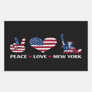Pegatina Rectangular Peace Love New York