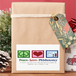 Pegatina Rectangular Peace Love Phlebotomy Cute Personalizado Phlebotom