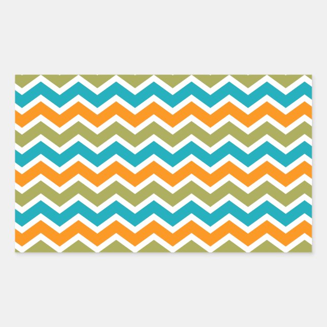 Pegatina Rectangular Peacock Vibrant Tribal Zigzag (Anverso)