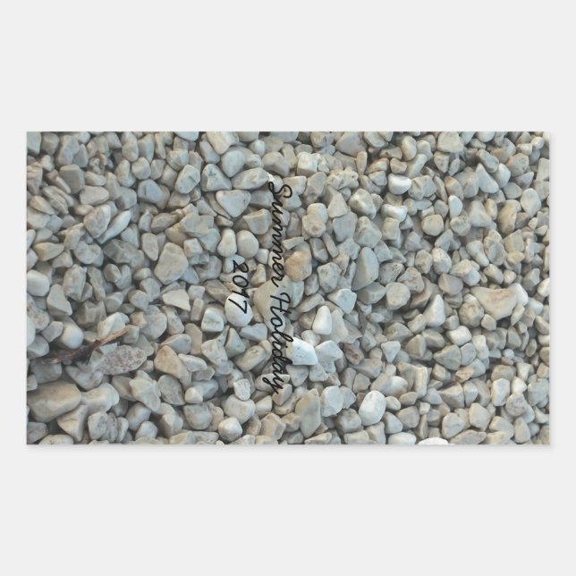 Pegatina Rectangular Pebbles en la fotografía de piedra de playa (Anverso)