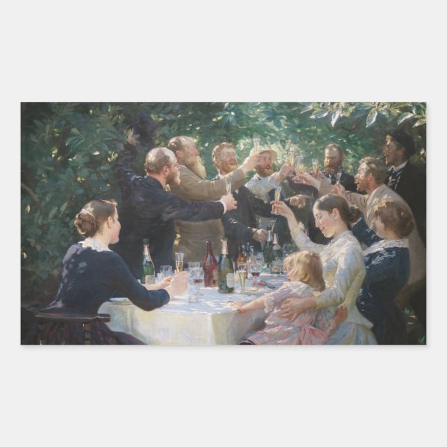 Pegatina Rectangular Peder Severin Kroyer - ¡Hip, Hip, Hurra! (Anverso)