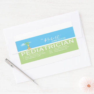 Pegatina Rectangular Pediatra / Pediatra de Cute Giraffe