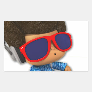Pegatina Rectangular Peekaboo DJ afro