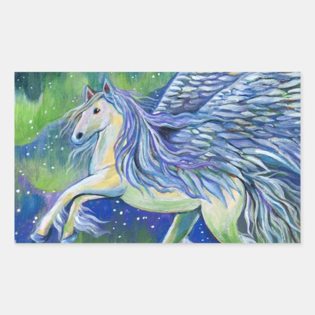 Pegatina Rectangular Pegasus En Luz Del Norte (Anverso)