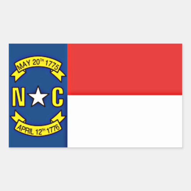 Pegatina Rectangular Pegatina, bandera de Carolina del Norte, (Anverso)