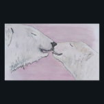 Pegatina Rectangular Pegatinas<br><div class="desc">Pegatinas con mi obra de arte original "Polar Bears In Love".</div>