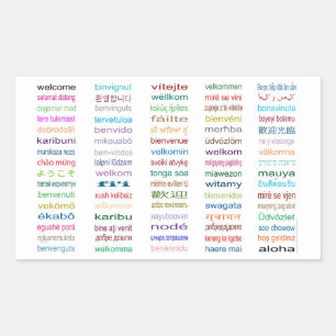 Pegatina Rectangular Pegatinas agradables: 80 idiomas/blanco