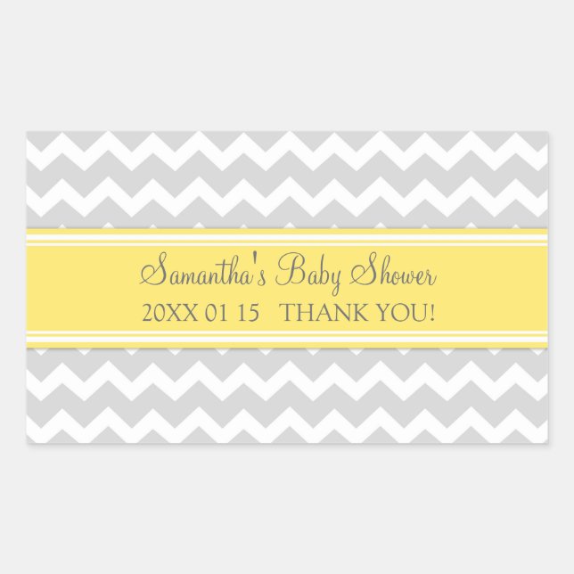 Pegatina Rectangular Pegatinas Baby Shower Favor de la Chevron gris ama (Anverso)