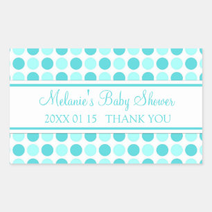Pegatina Rectangular Pegatinas Baby Shower favoritos de puntos azules
