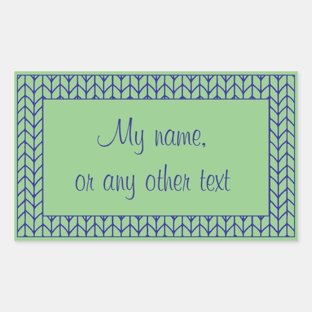 Pegatina Rectangular PEGATINAS BLUE GREEN KNIT Rectangle Matar + Texto  (Anverso)
