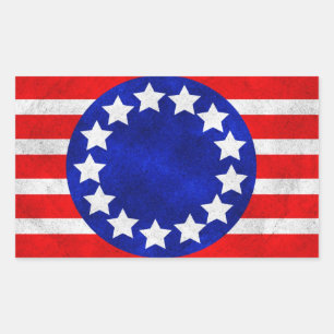 Pegatina Rectangular Pegatinas coloniales de las barras y estrellas