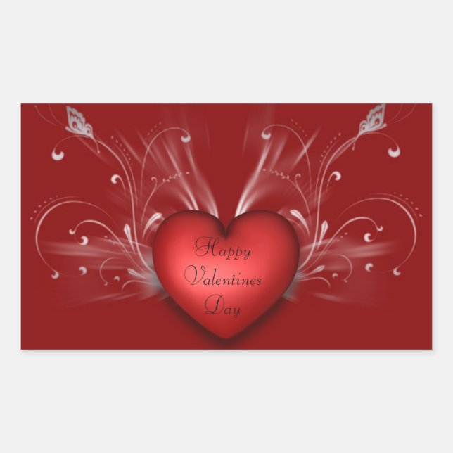 Pegatina Rectangular Pegatinas/corazón de San Valentín (Anverso)