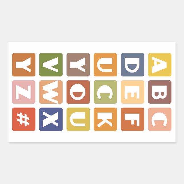 Pegatina Rectangular Pegatinas de alfabetos traviesos (Anverso)